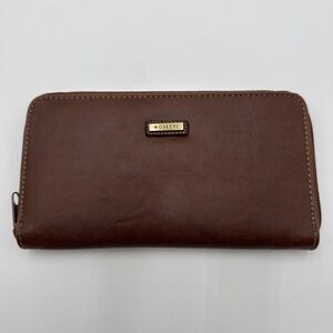 Rosetti Perfect Brown Wallet Faux Leather Zip Around Women's Wallet Clutch NWOT